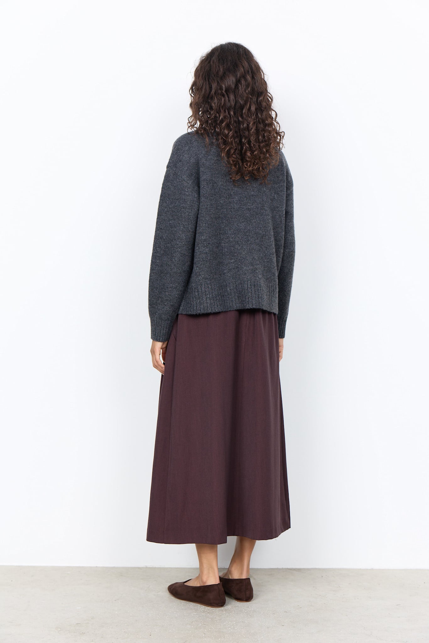 Dark Grey Melange Long Sleeve Sweater High Neck
