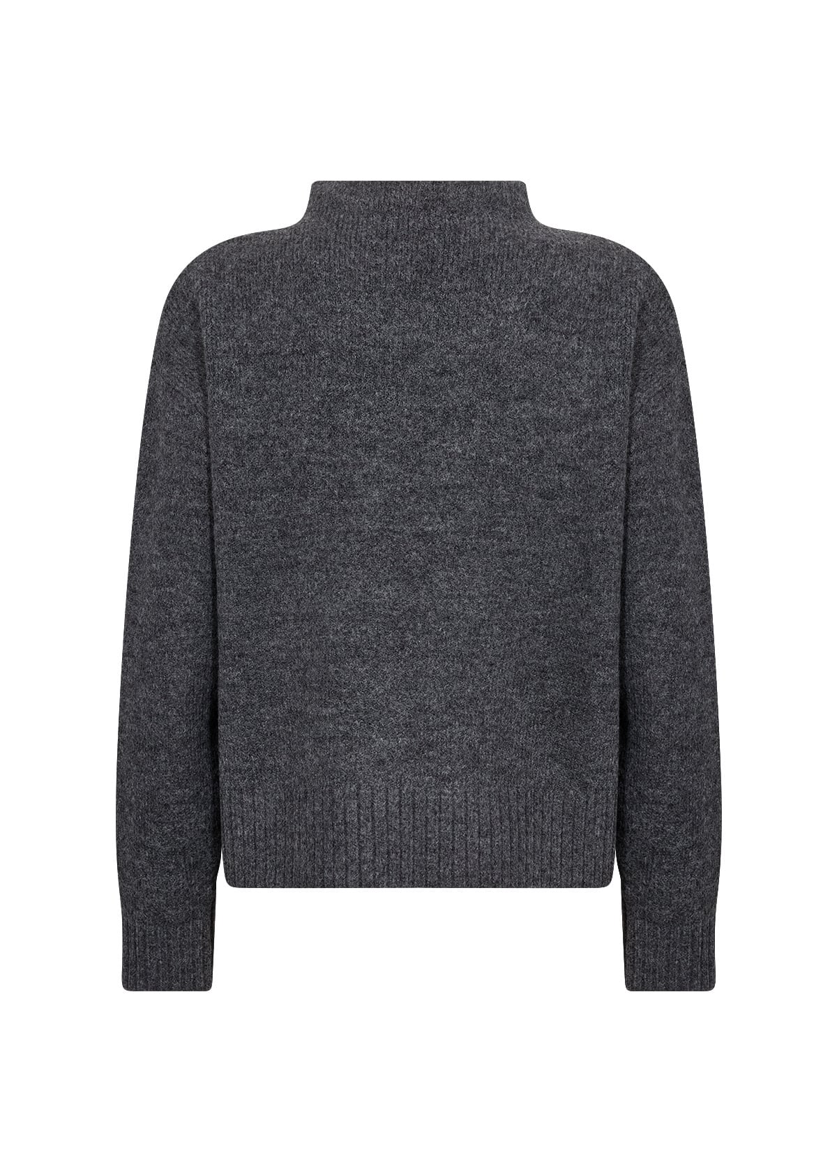Dark Grey Melange Long Sleeve Sweater High Neck