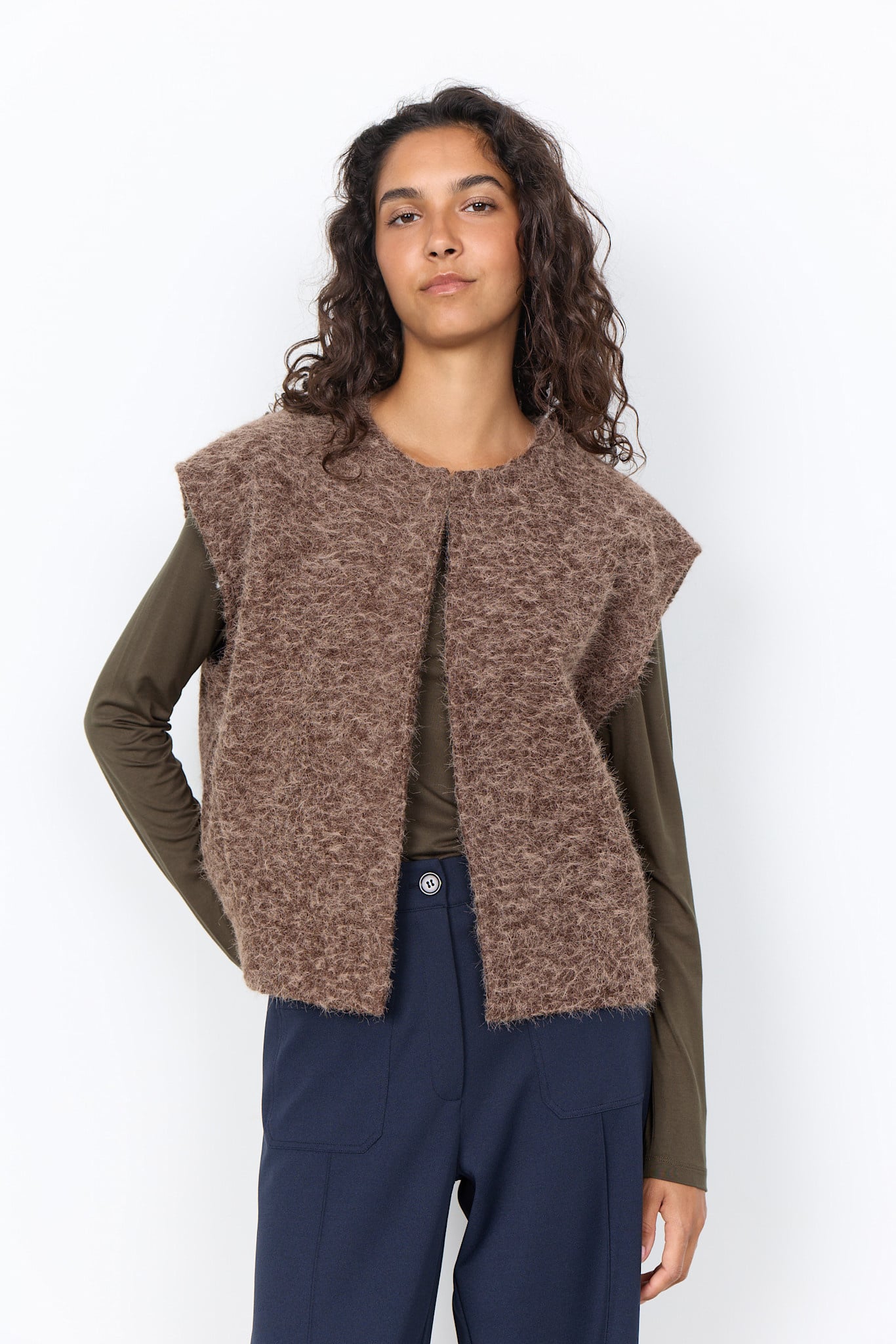 Chocolate Plum Melange Vest Fluffy