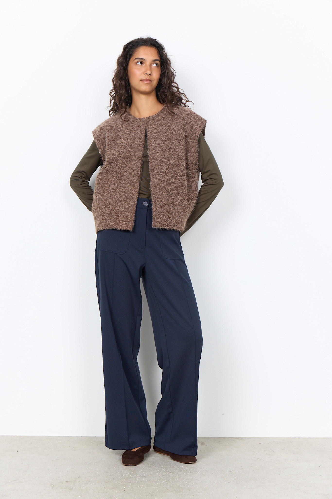 Chocolate Plum Melange Vest Fluffy