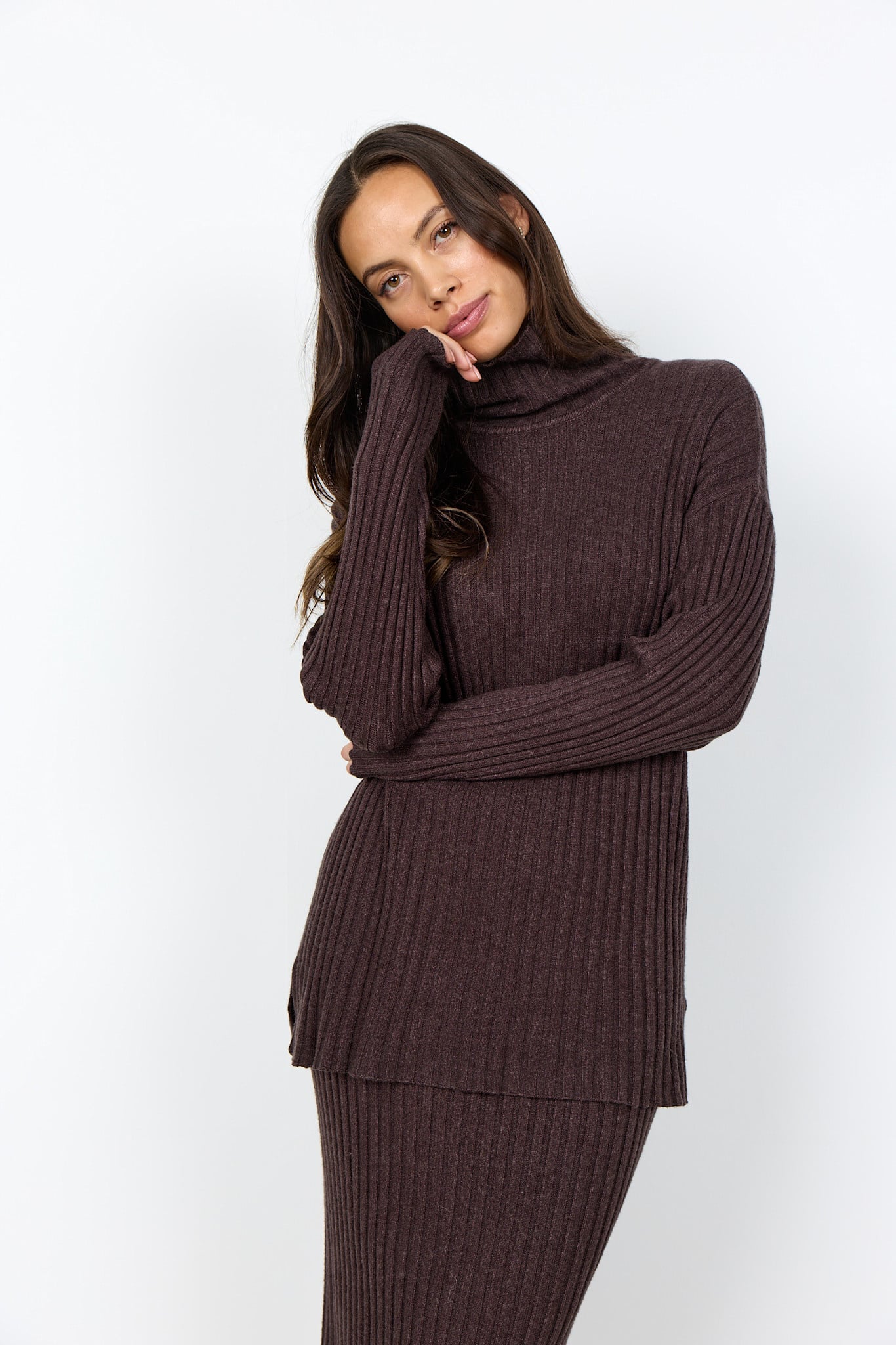 Chocolate Plum Melange Turtleneck Longsleeve