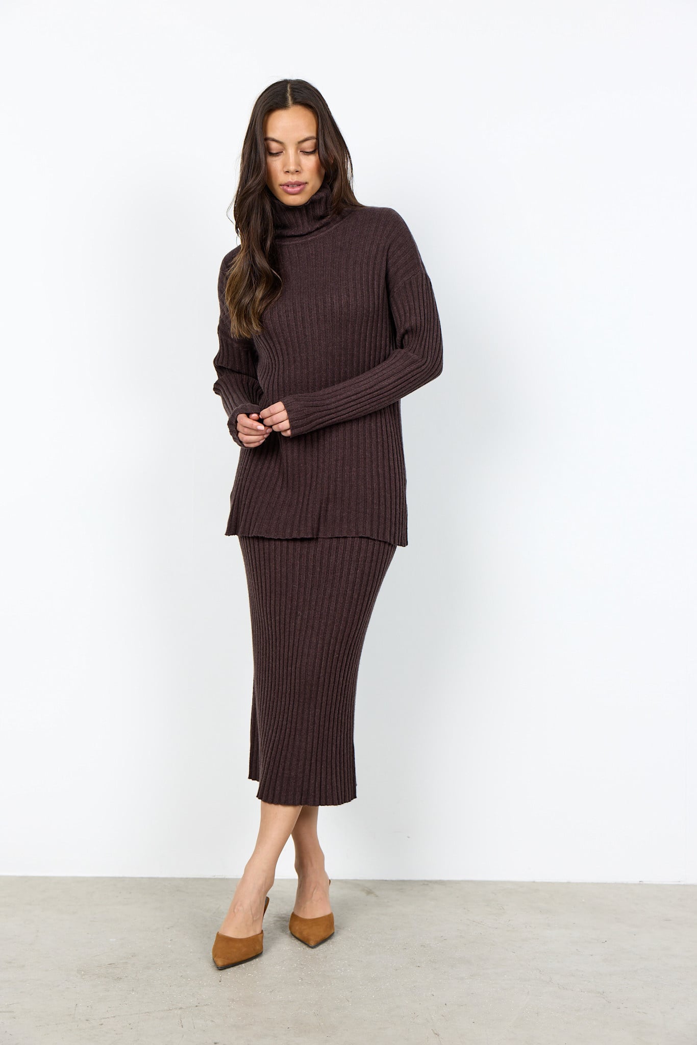 Chocolate Plum Melange Turtleneck Longsleeve