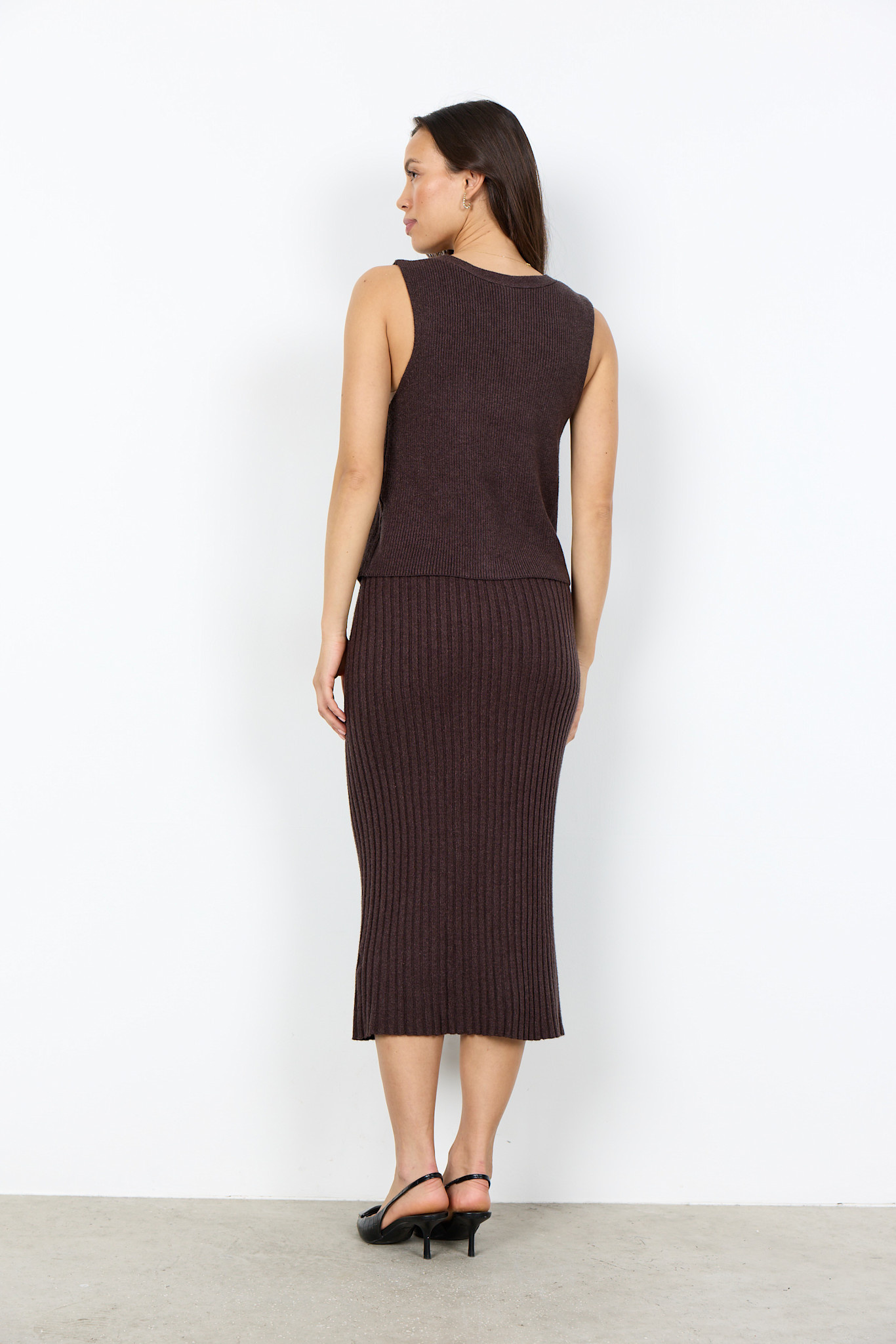 Chocolate Plum Melange Skirt Ribbed
