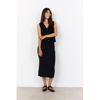 Black Long Ribbed Skirt