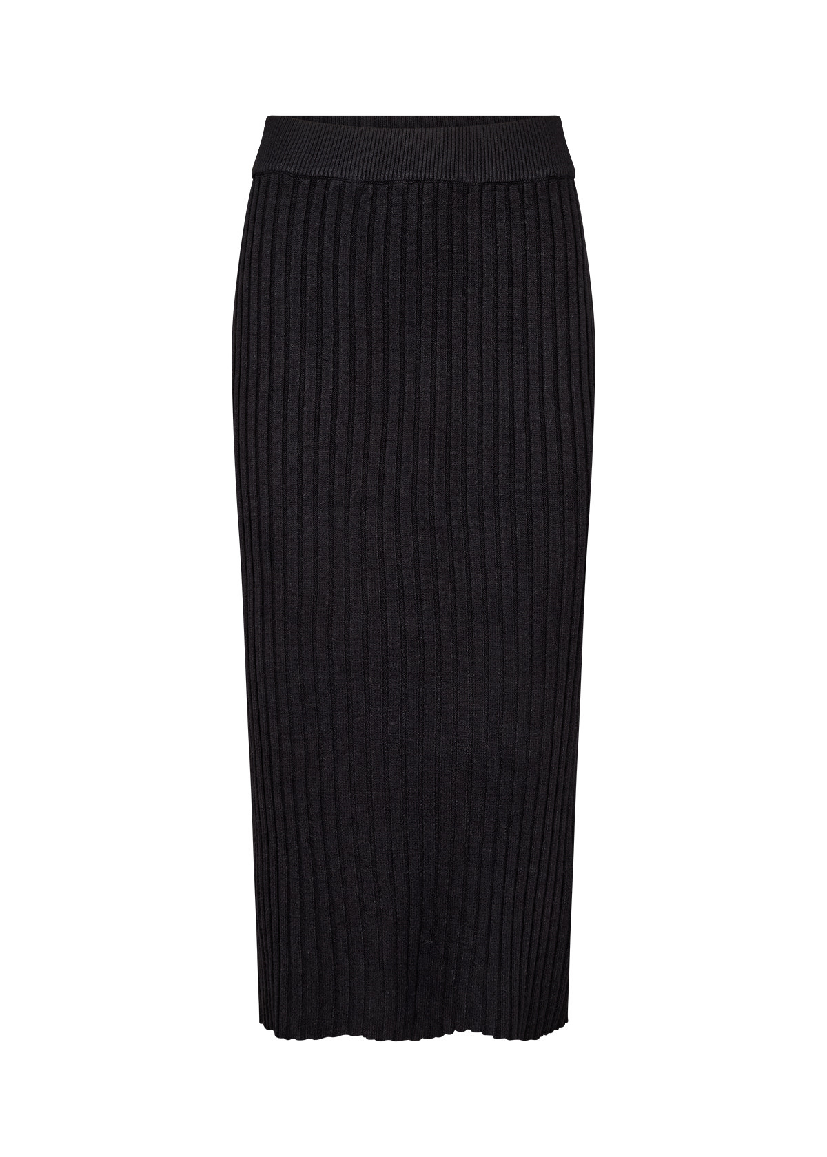 Black Long Ribbed Skirt
