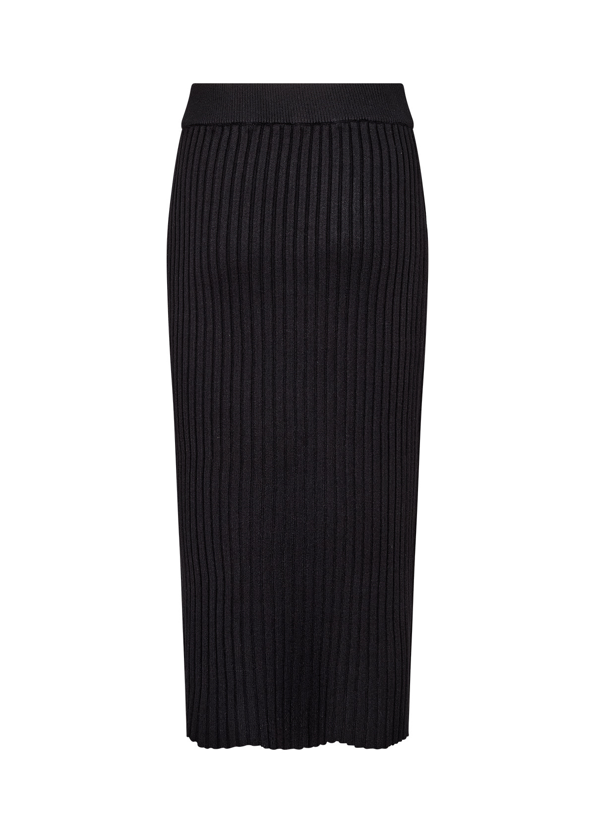 Black Long Ribbed Skirt