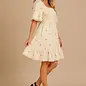 Gauze Floral Embroidered Beige