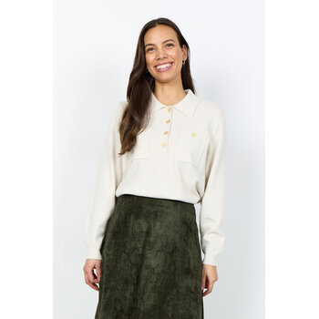 Light Sand Melange Top Pockets Longsleeve