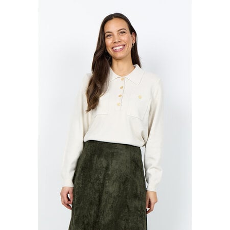 Light Sand Melange Top Pockets Longsleeve