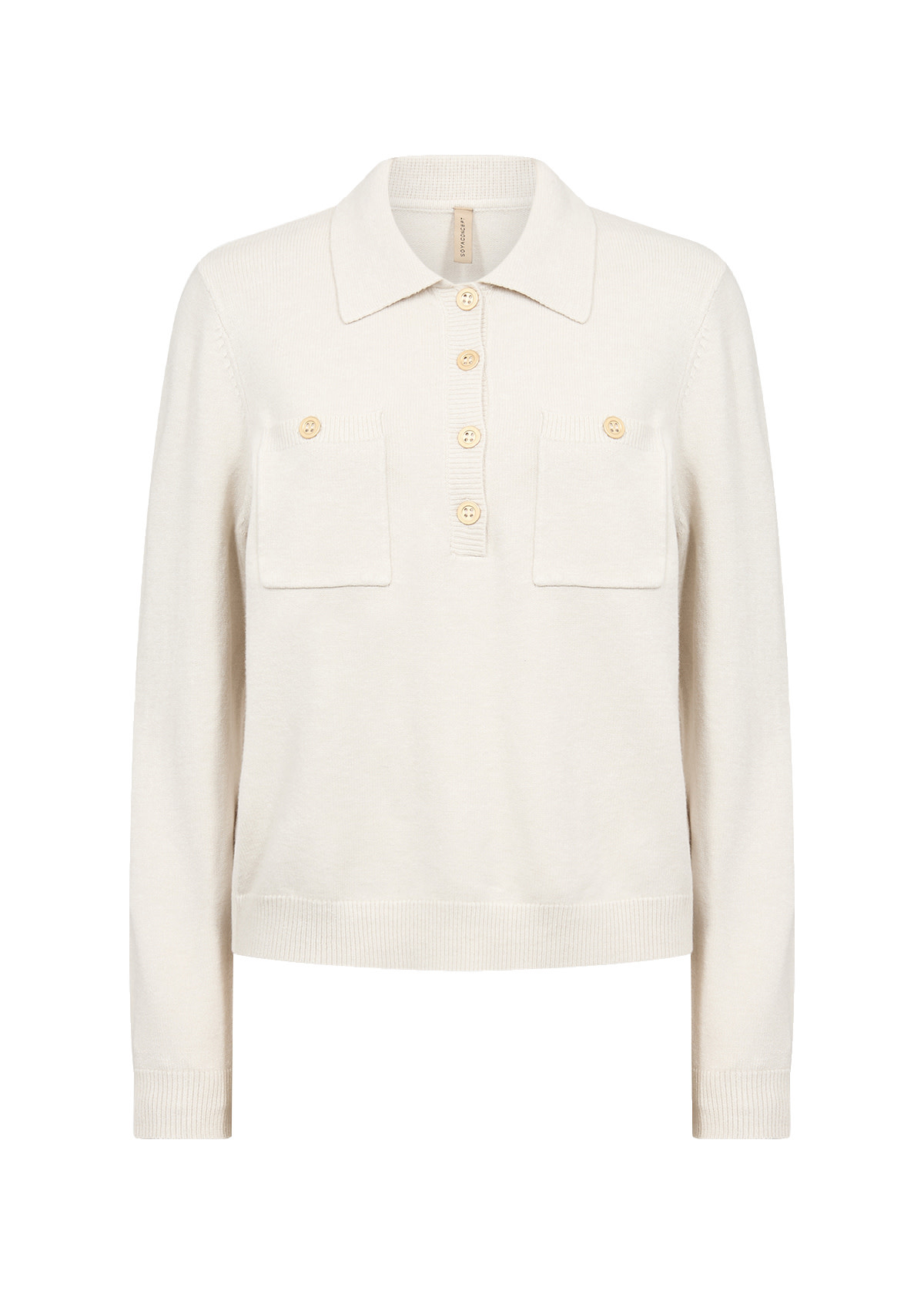 Light Sand Melange Top Pockets Longsleeve