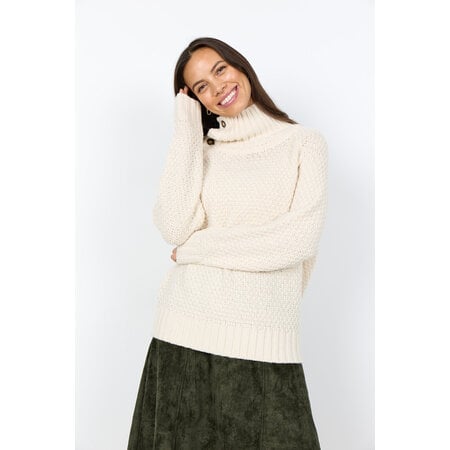 Sand Collar Sweater Knitted Buttons