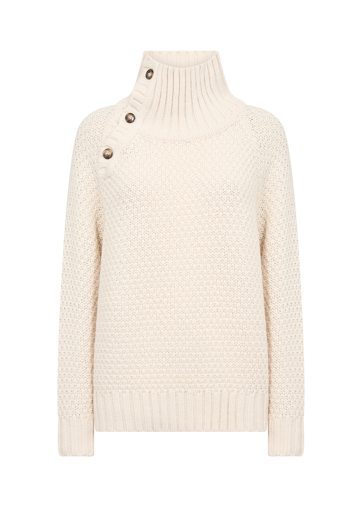 Sand Collar Sweater Knitted Buttons