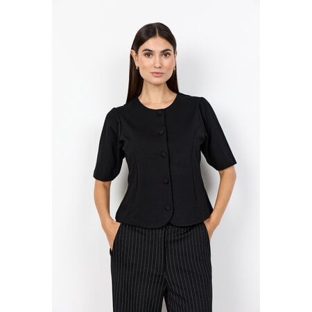 Black Short Sleeve Top Button Down