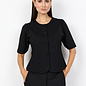 Black Short Sleeve Top Button Down