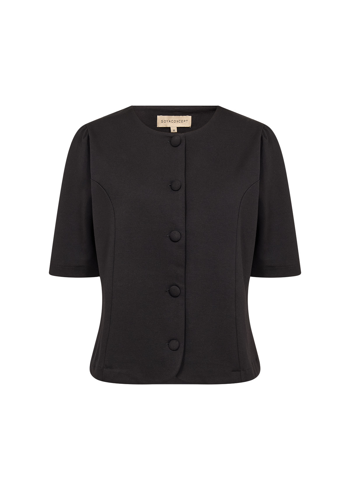 Black Short Sleeve Top Button Down