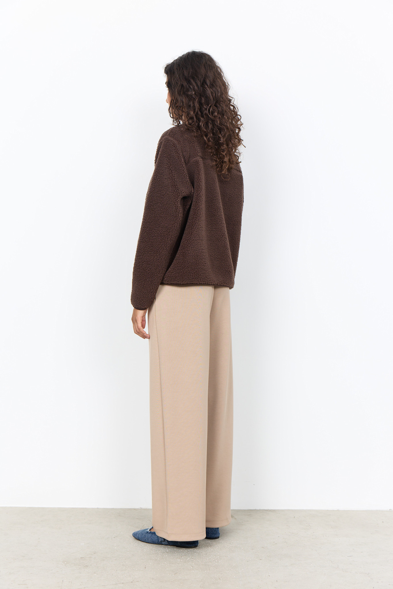 Chocolate Plum Teddy Jacket Pockets