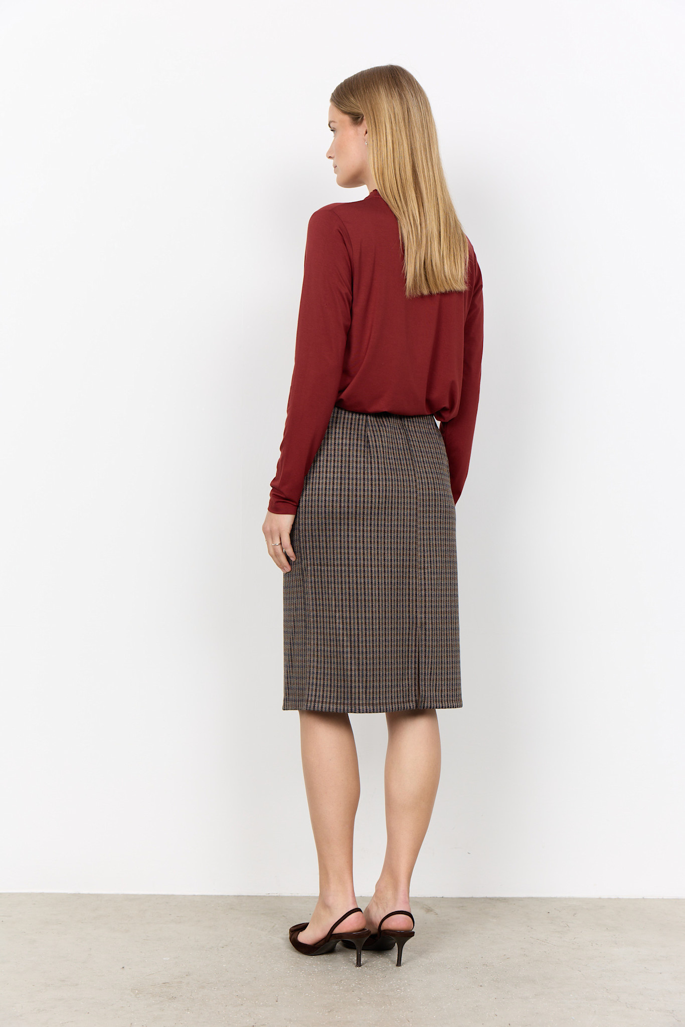 Chocolate Plum Combi Checkered Skirt