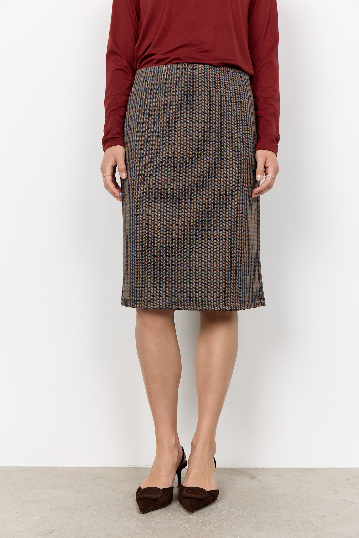 Chocolate Plum Combi Checkered Skirt