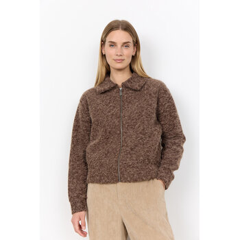 Chocolate Plum Melange Fluffy Jacket