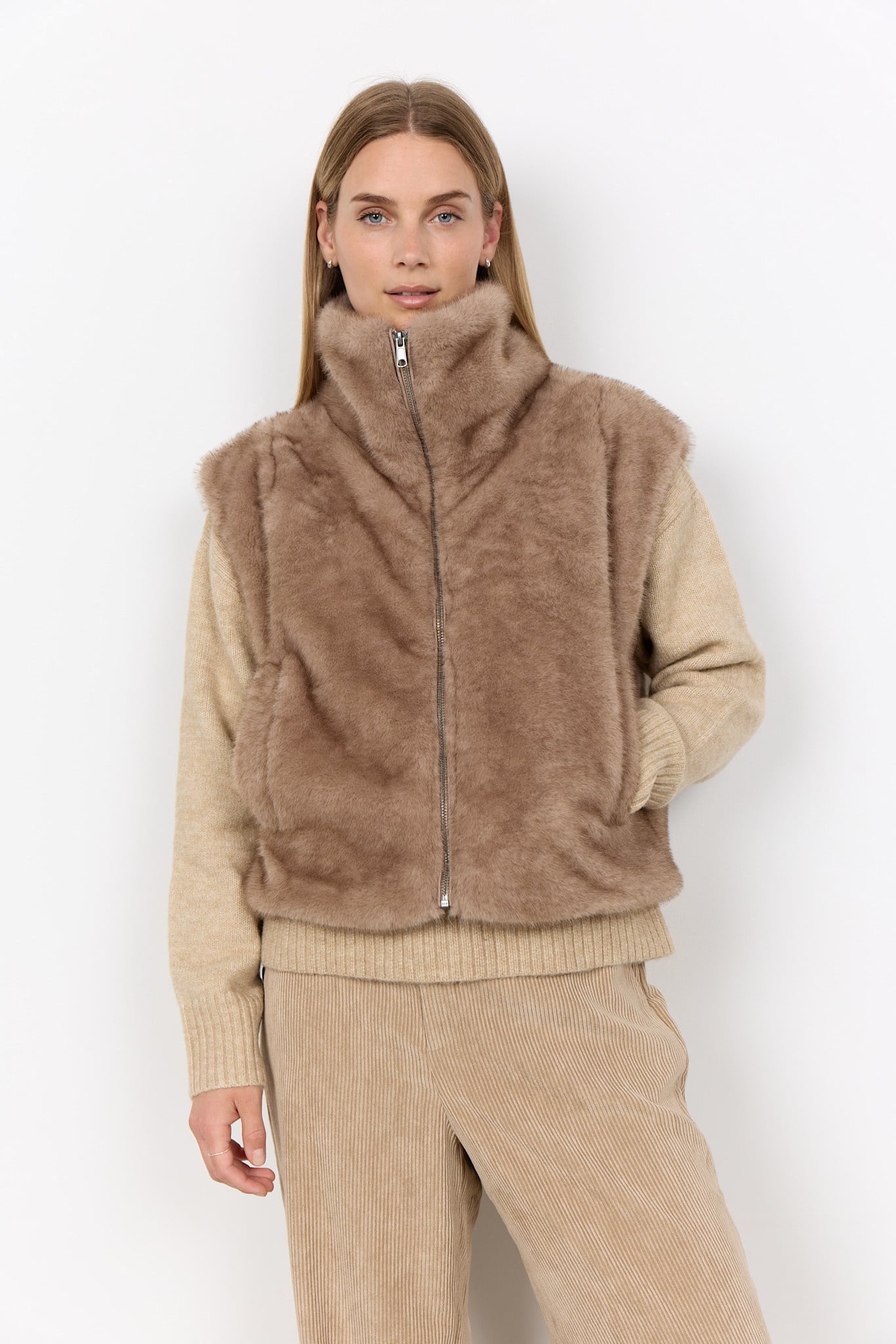 Camel Fuzzy Vest