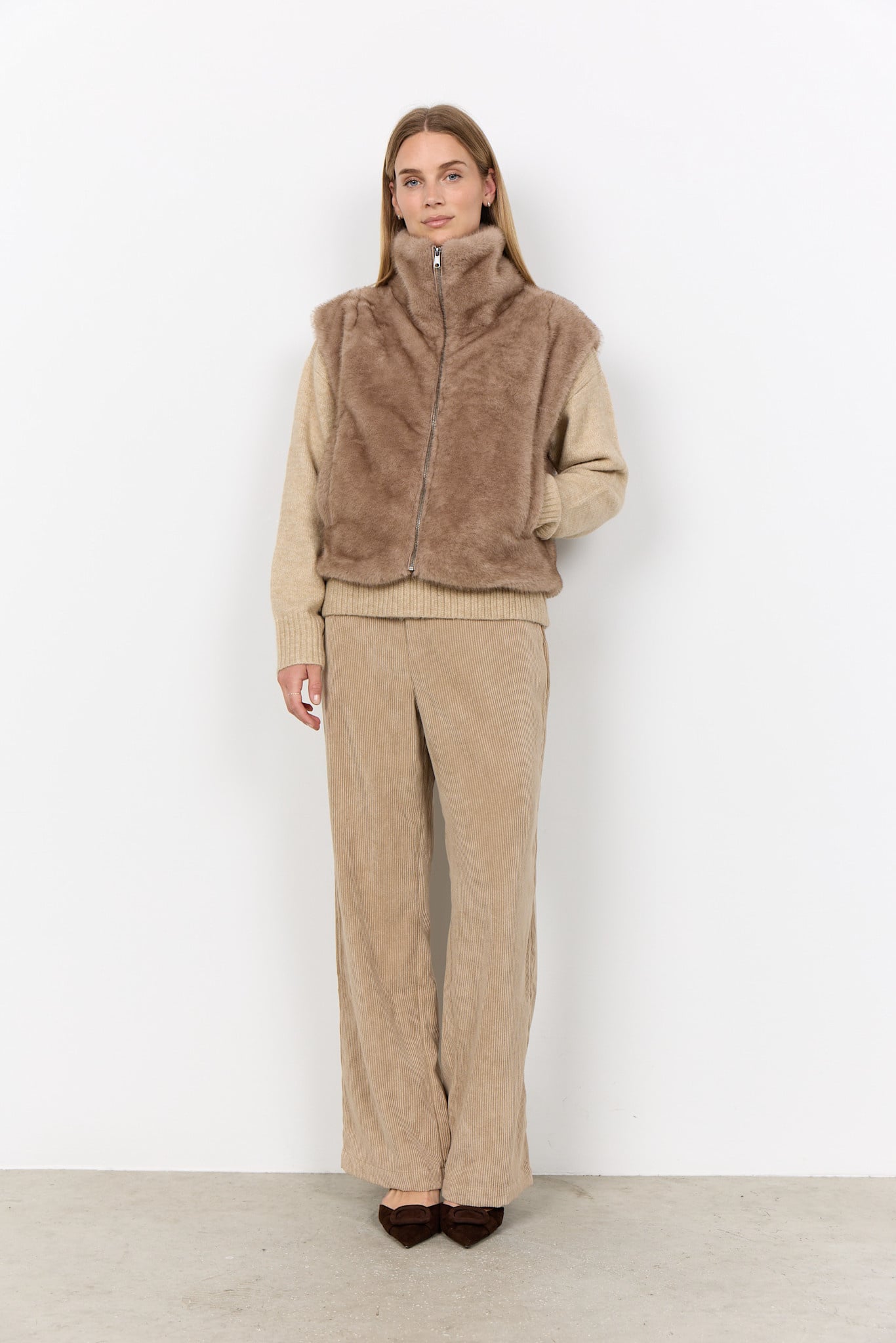 Camel Fuzzy Vest