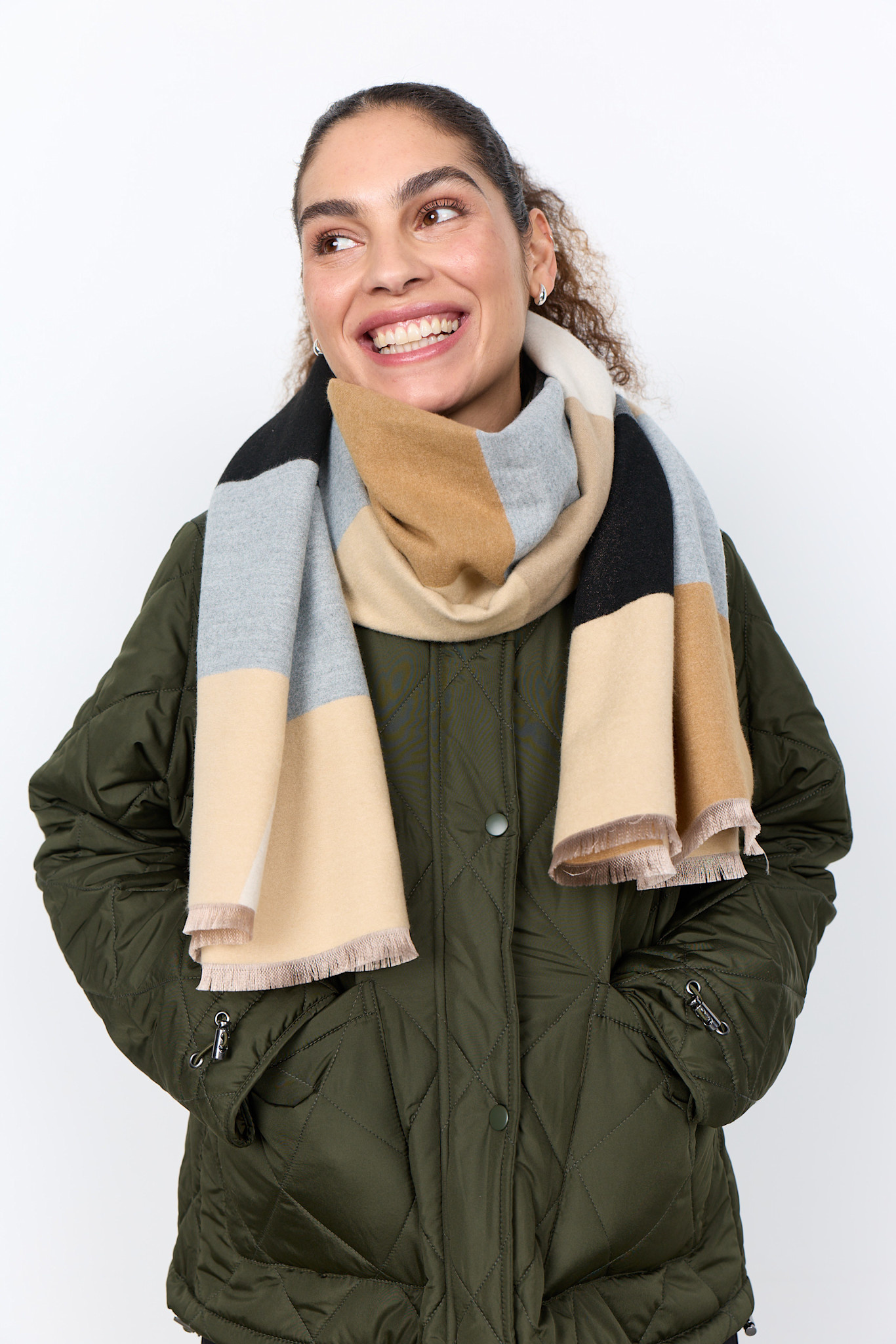 Camel Combi Block Scarf