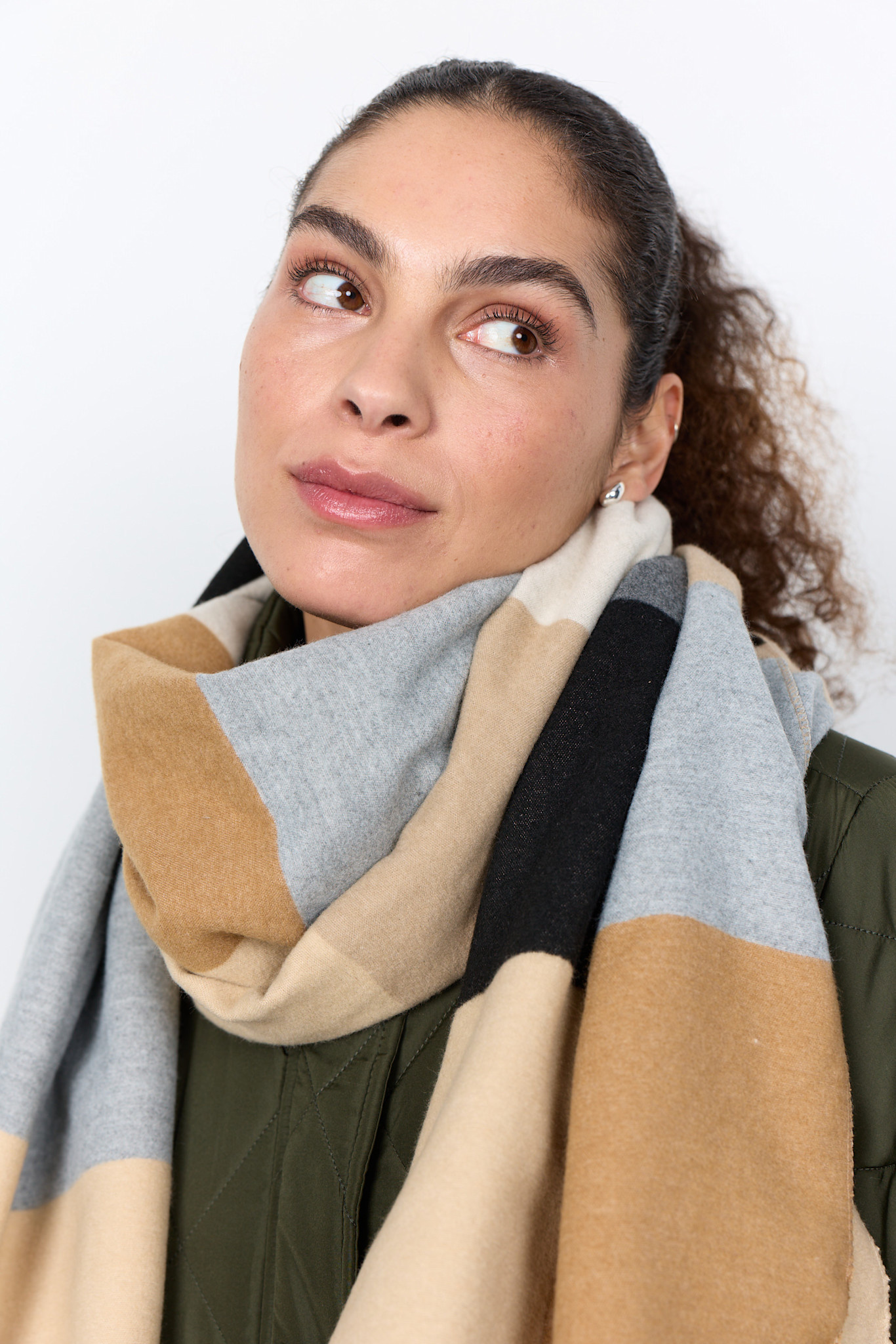 Camel Combi Block Scarf