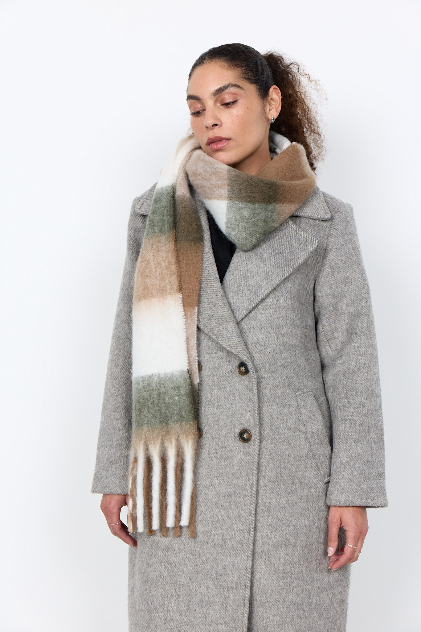 Camel Combi Green Scarf