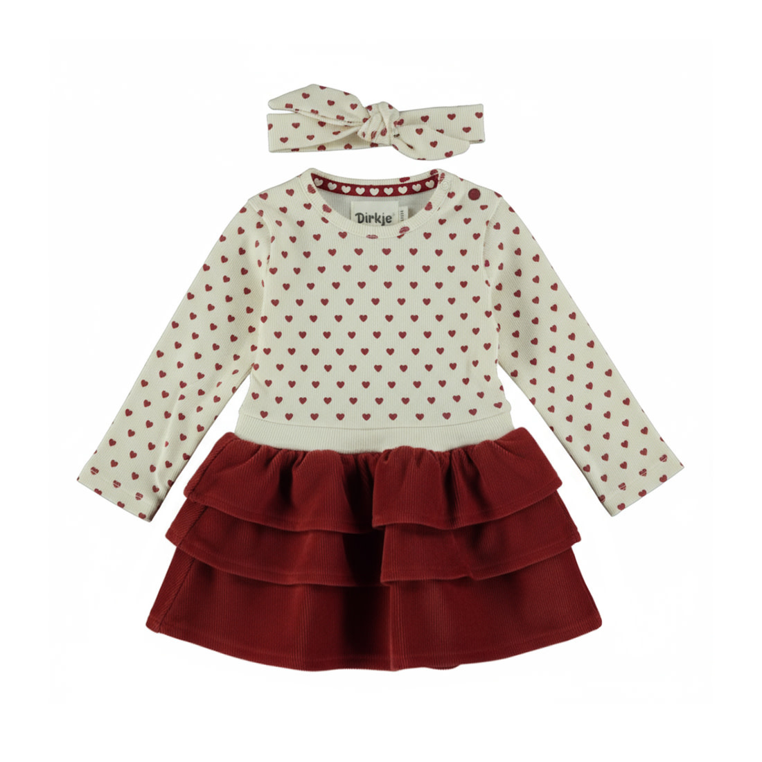 2 pc set Dress  + Headband Antique White Hearts