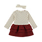 2 pc set Dress  + Headband Antique White Hearts