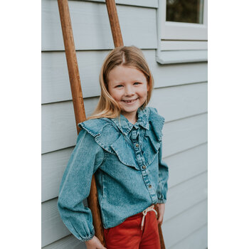 Blouse Loose Fit Denim Light Blue