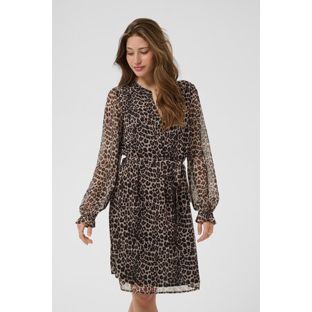 CRYuna LS Short Dress Leopard Print