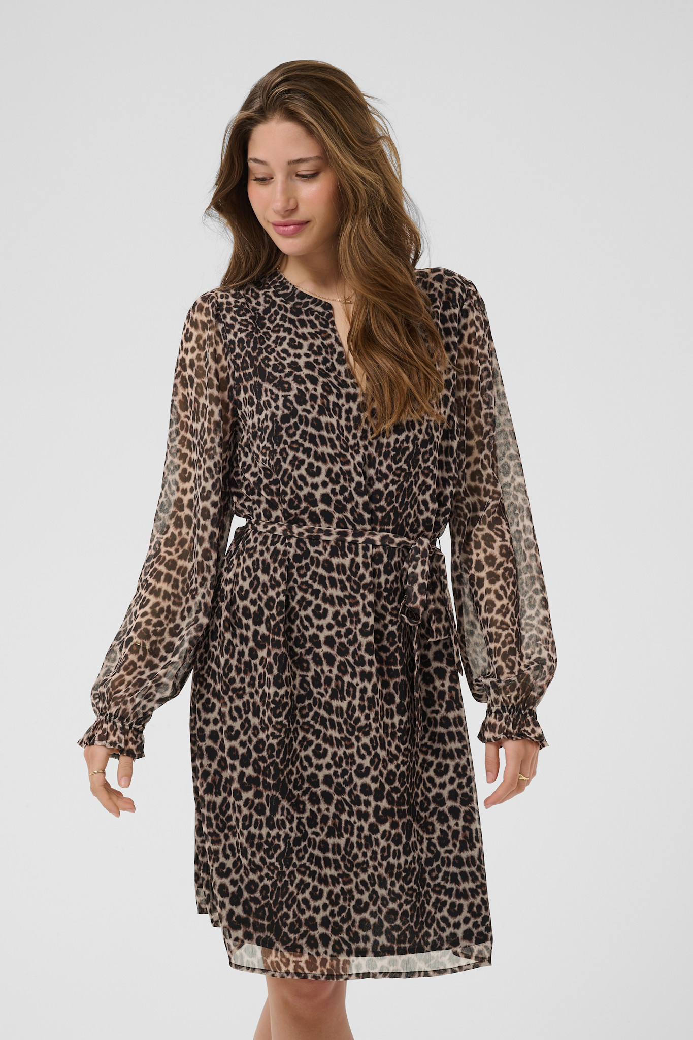 CRYuna LS Short Dress Leopard Print