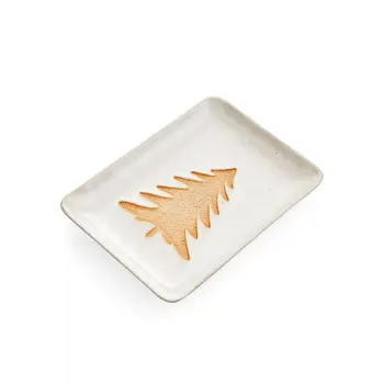 TRAY TREE STONEWARE ECRU/BEIGE 6X8