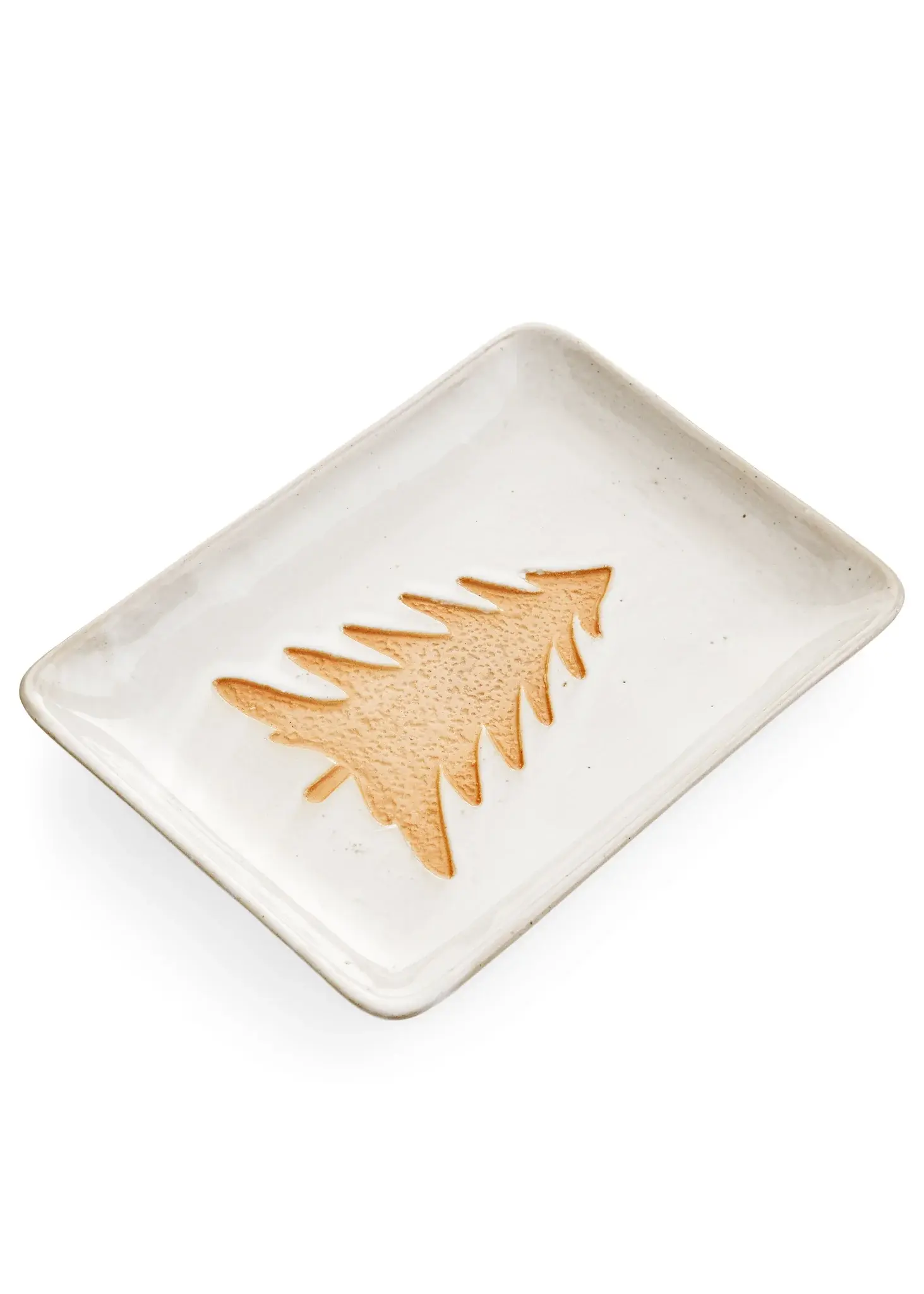 TRAY TREE STONEWARE ECRU/BEIGE 6X8