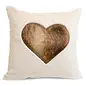 CUSHION FX FUR EMB HEART POLY ECRU/BROWN 17X17