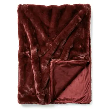 THROW FAUX FUR POLYVELVET BURGUNDY 50X60