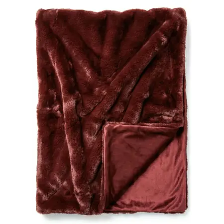 THROW FAUX FUR POLYVELVET BURGUNDY 50X60
