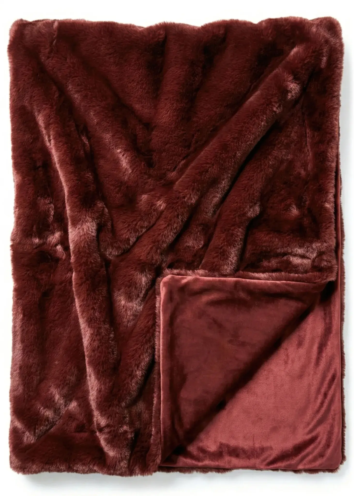 THROW FAUX FUR POLYVELVET BURGUNDY 50X60