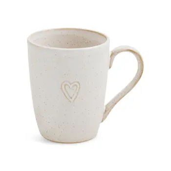 MUG PORCELN EMB HEART WH 4''x3''