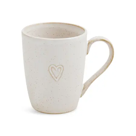 MUG PORCELN EMB HEART WH 4''x3''