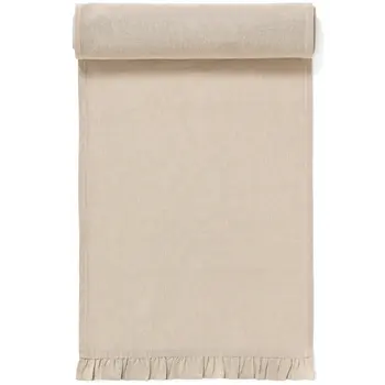 TABLE RUNNR CHMBRY COT-POLY W/ FRILLS 13X109 LINEN