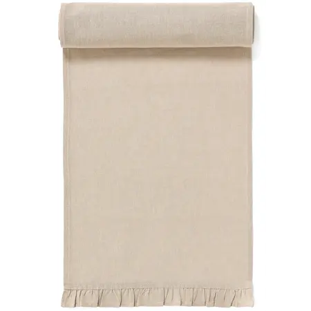 TABLE RUNNR CHMBRY COT-POLY W/ FRILLS 13X109 LINEN