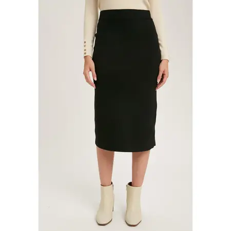 H Line Midi Sweater Skirt Black