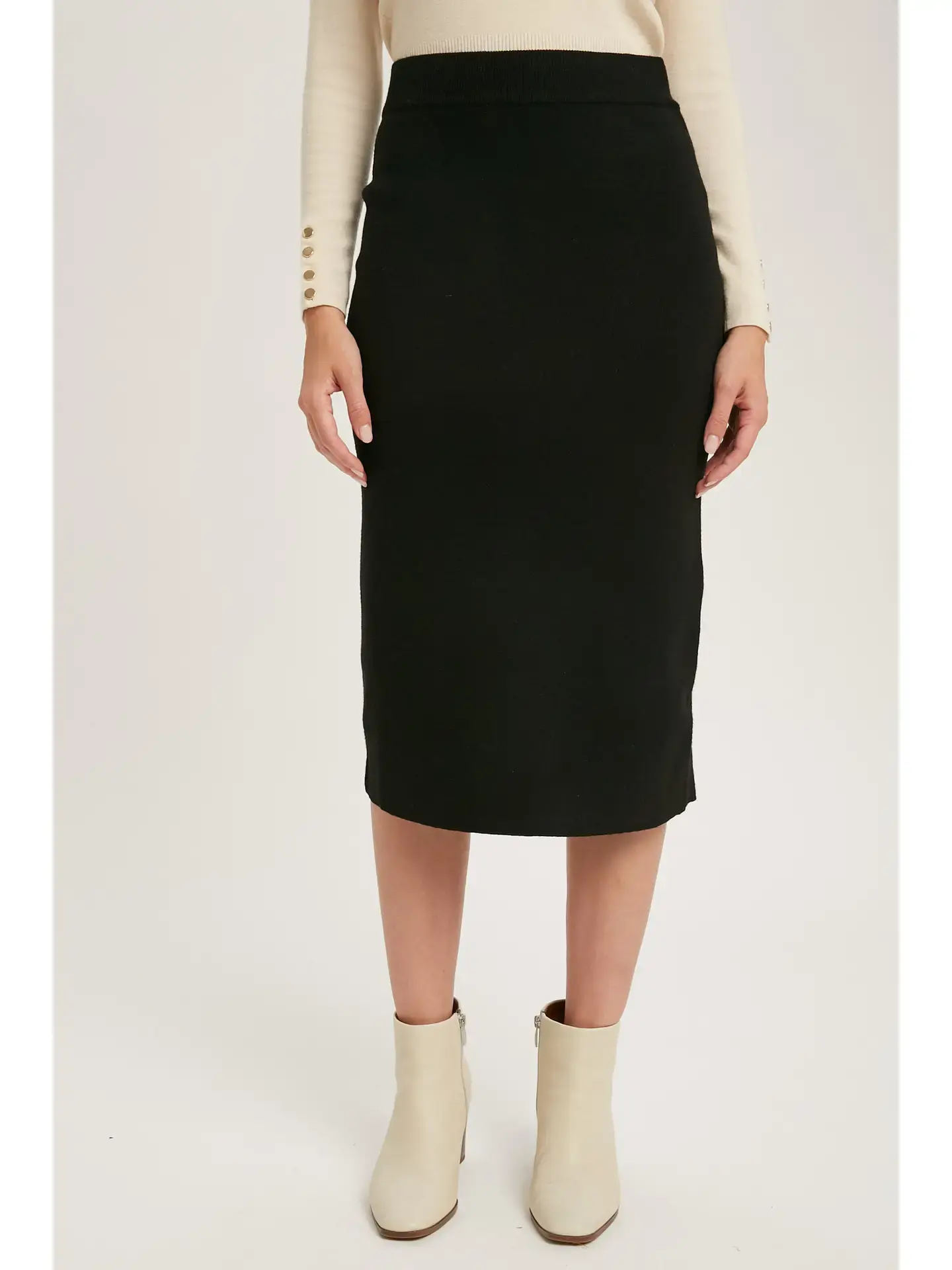 H Line Midi Sweater Skirt Black