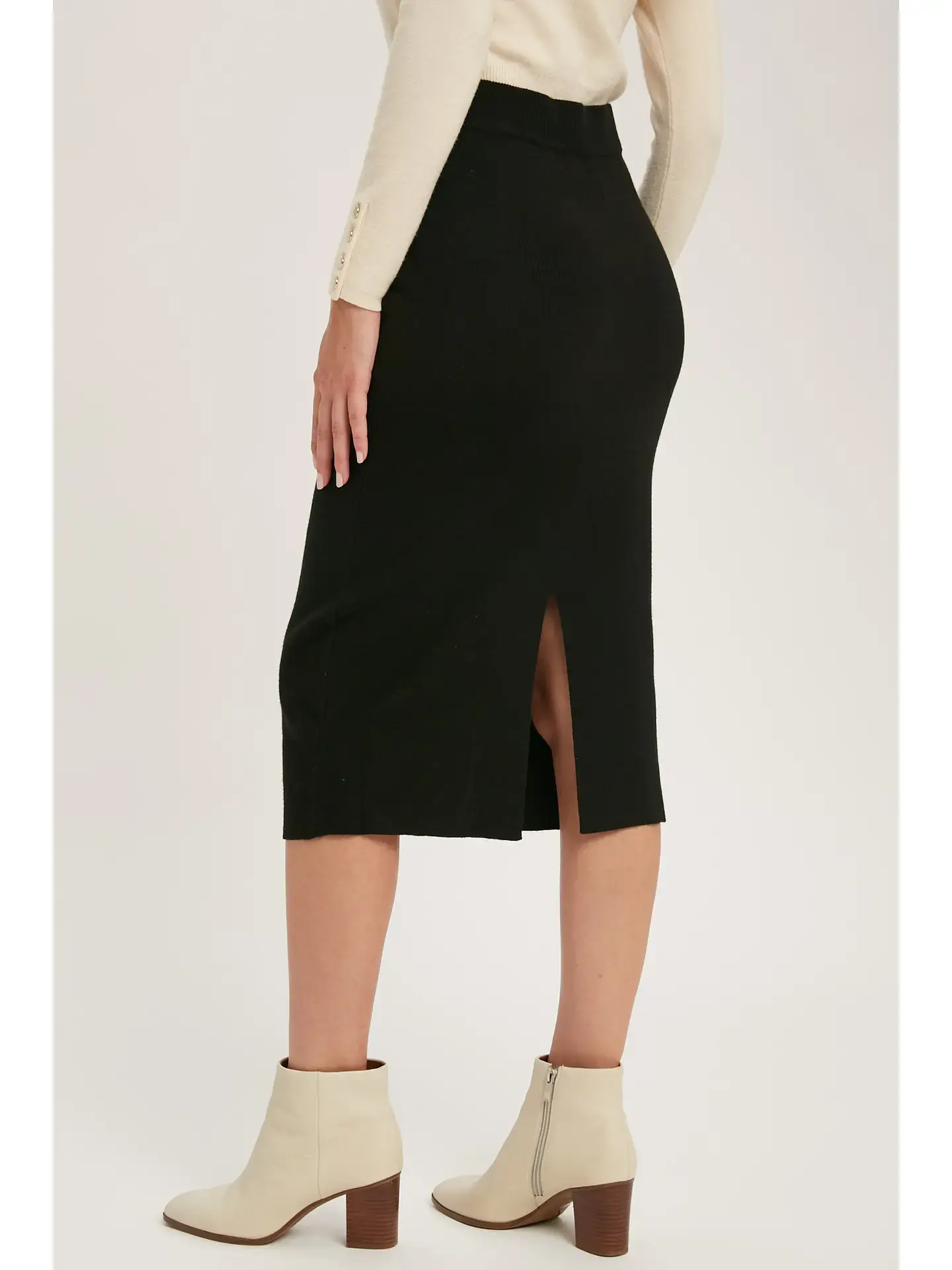 H Line Midi Sweater Skirt Black