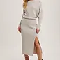 Off Side Slit Midi Knit Sweater Dress Oatmeal