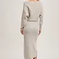 Off Side Slit Midi Knit Sweater Dress Oatmeal