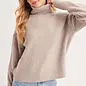 Turtleneck Fuzzy Knit Sweater Beige