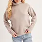 Turtleneck Fuzzy Knit Sweater Beige